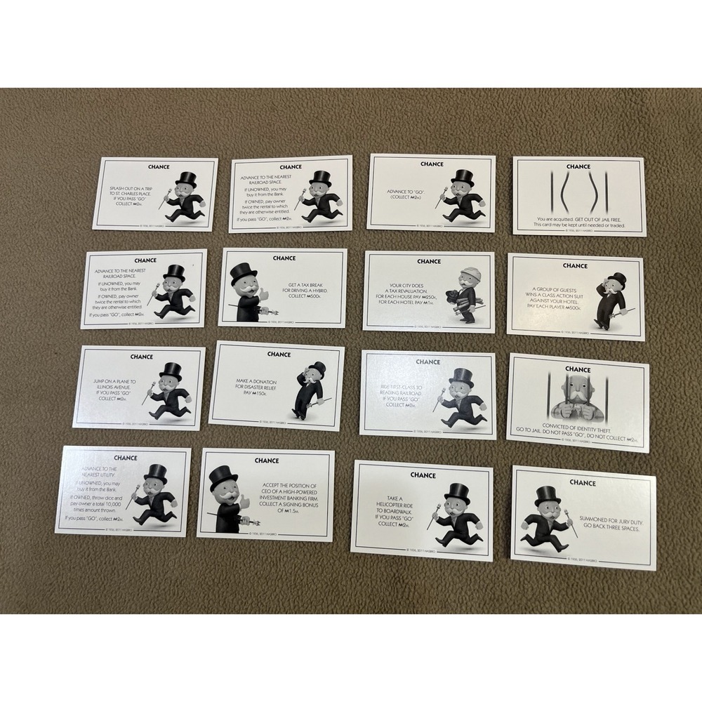 2011 Electronic Monopoly Chance Cards‎ Replacement Set